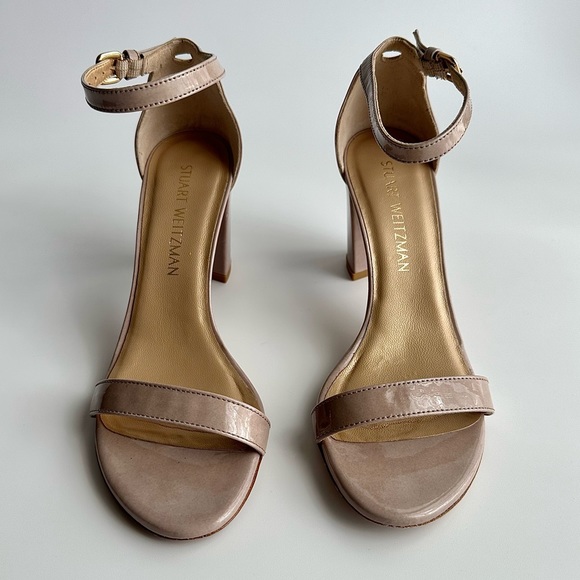✨STUART WEITZMAN NearlyNude Strappy Patent Leather Sandals Hush Aniline 6.5M - Picture 4 of 15